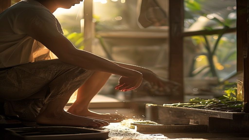 Mencuci kaki sebelum masuk rumah menjaga kebersihan dan kesehatan keluarga