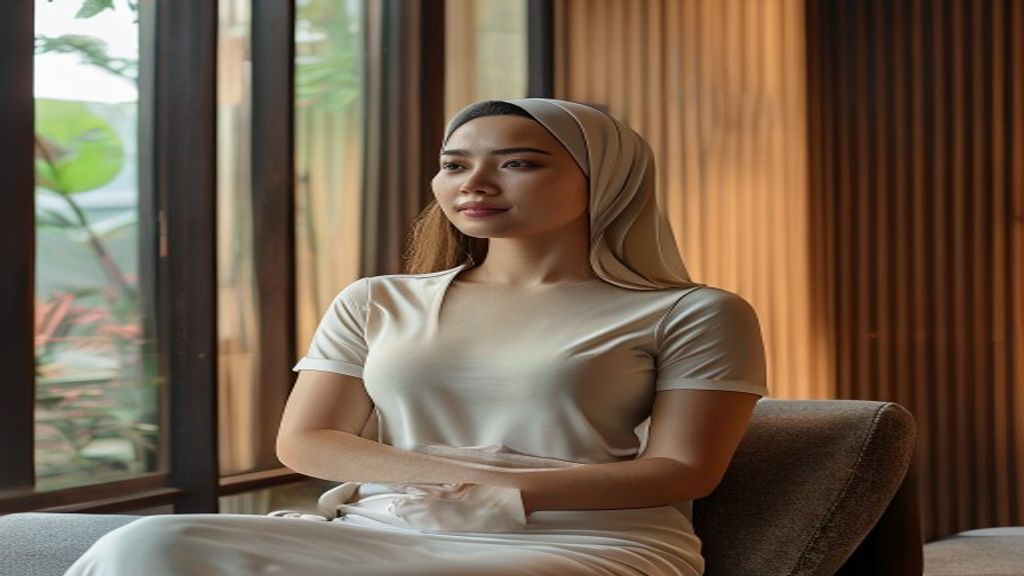 Ilustrasi teknik relaksasi otot progresif membantu mengurangi kaku tubuh dengan pernapasan dan gerakan lambat.